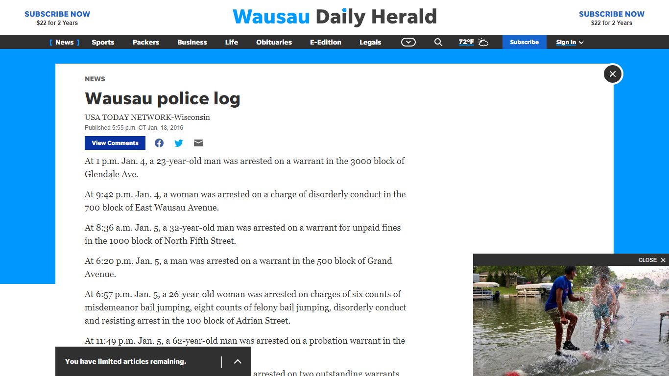 Wausau police log