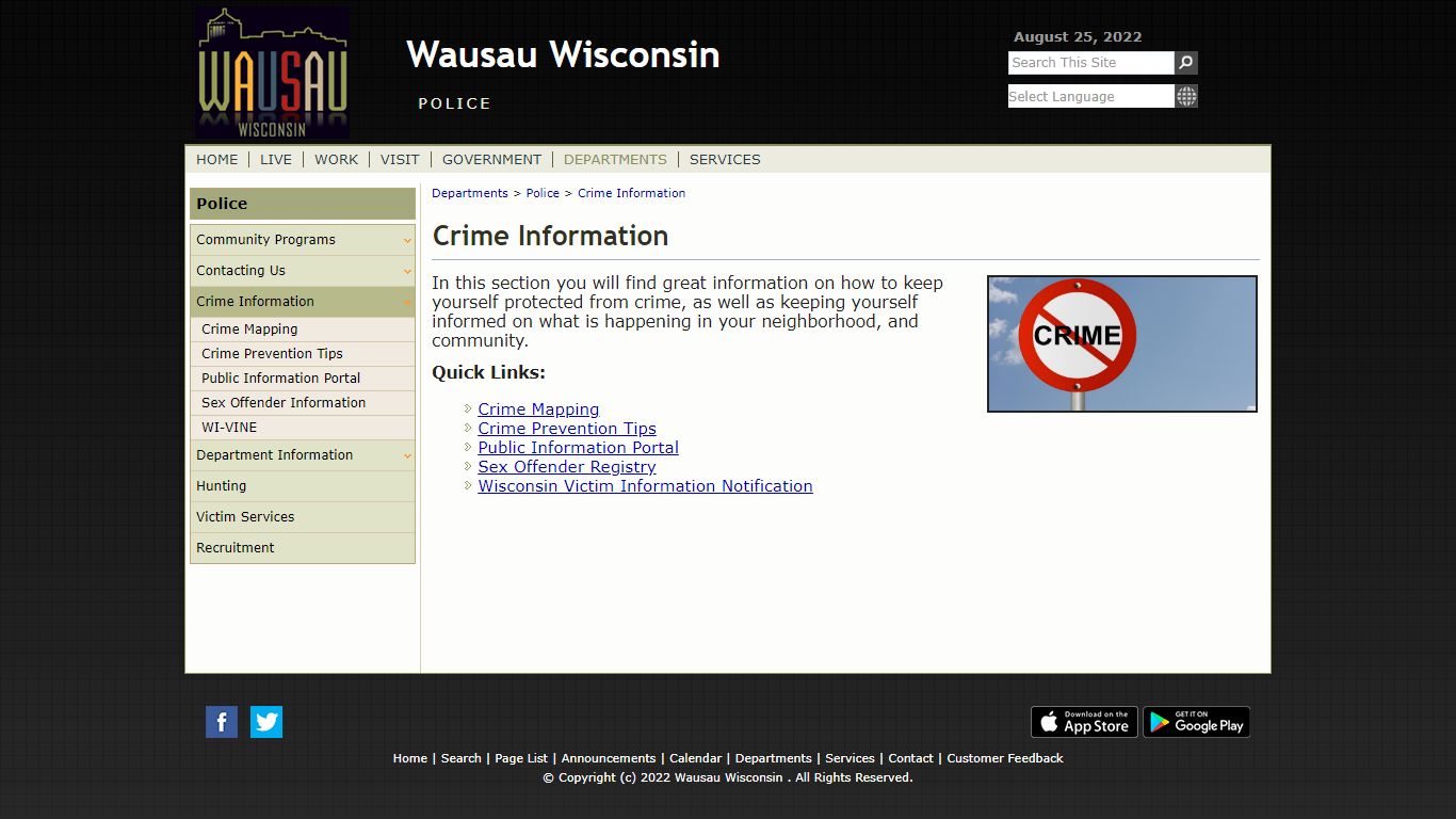Crime Information - Wausau, Wisconsin